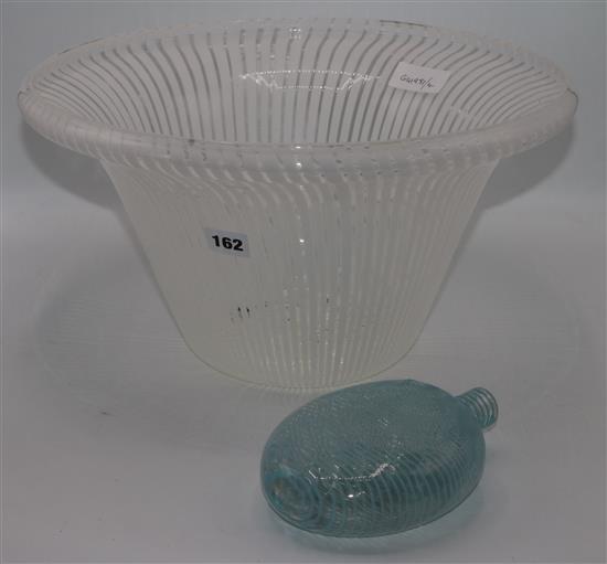 Venini style glass bowl & flask